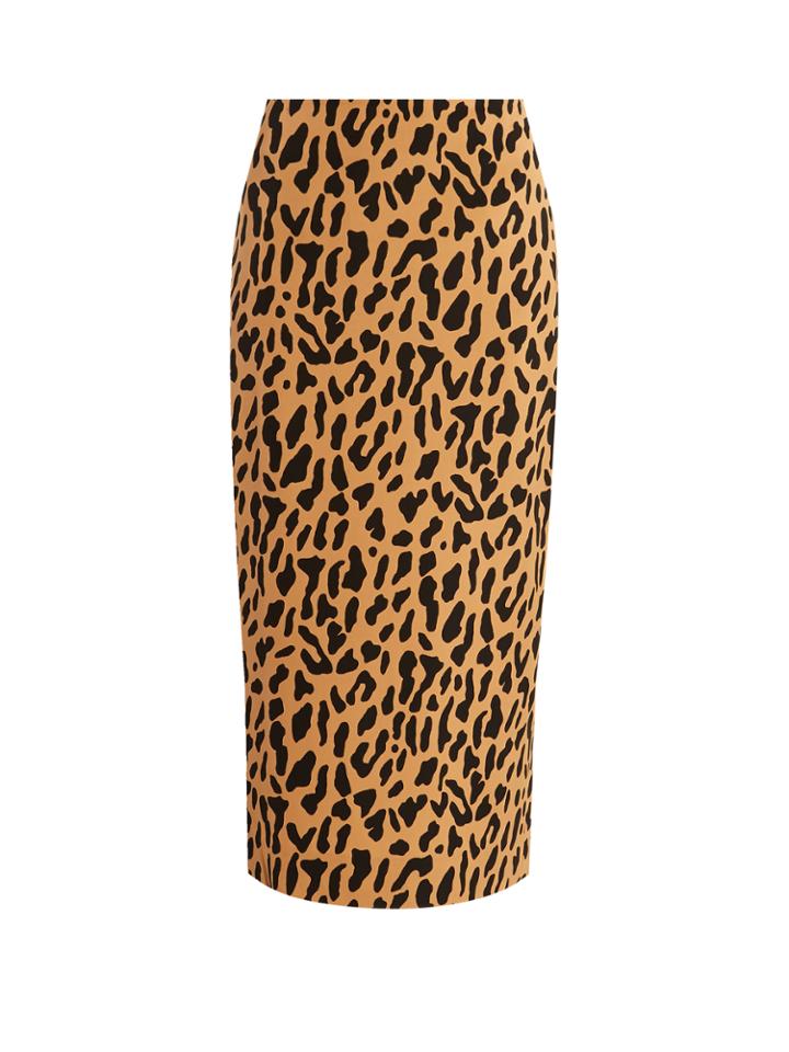 Diane Von Furstenberg Leopard-print Stretch-cady Pencil Skirt