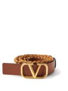 Valentino Garavani - V-logo Woven Belt - Mens - Brown
