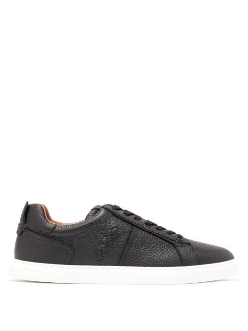 Matchesfashion.com O'keeffe - Grained-leather Trainers - Mens - Black White