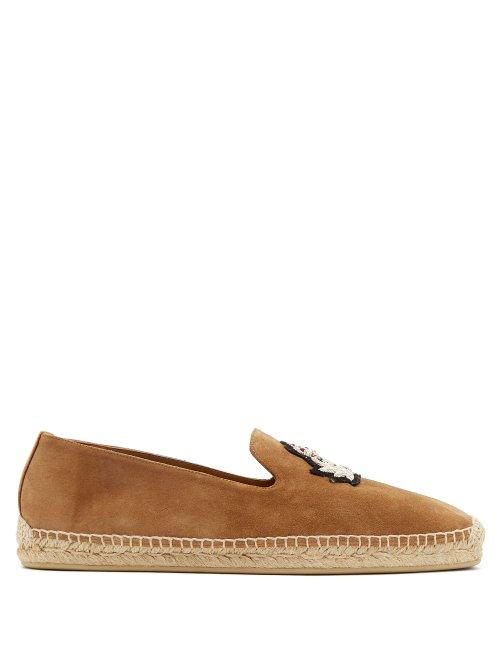 Matchesfashion.com Christian Louboutin - Nanou Logo Crest Suede Espadrilles - Mens - Brown