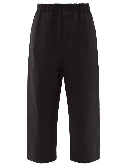 Raey - Elasticated-waist Linen-wool-blend Cropped Trouser - Mens - Black