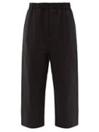Raey - Elasticated-waist Linen-wool-blend Cropped Trouser - Mens - Black