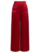 Matchesfashion.com The Row - Strom Washed Duchess Satin Trousers - Womens - Red