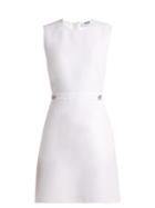 Matchesfashion.com Msgm - Crystal Button Sleeveless Crepe Dress - Womens - White