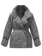 Matchesfashion.com Norma Kamali - Sleeping Bag Herringbone-print Padded Coat - Womens - Grey Multi
