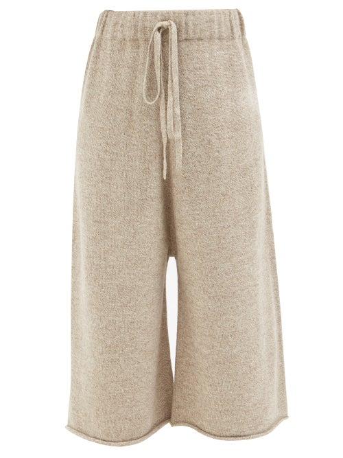 Lauren Manoogian - Miter Cropped Alpaca-blend Wide-leg Trousers - Womens - Beige Melange