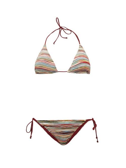Matchesfashion.com Missoni Mare - Stripe-knit Stretch-mesh Bikini - Womens - Multi