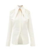 16arlington - Aden Point-collar Crepe Shirt - Womens - Ivory