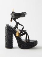 Tom Ford - Padlock 140 Leather-raffia Platform Sandals - Womens - Black