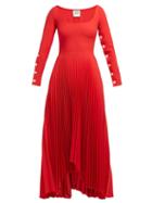 Matchesfashion.com A.w.a.k.e. - Square Neck Pleated Dress - Womens - Red
