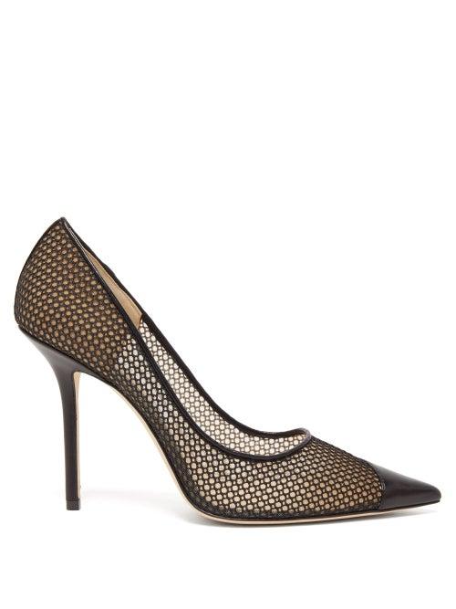 Matchesfashion.com Jimmy Choo - Love 100 Leather-trim Mesh Pumps - Womens - Black