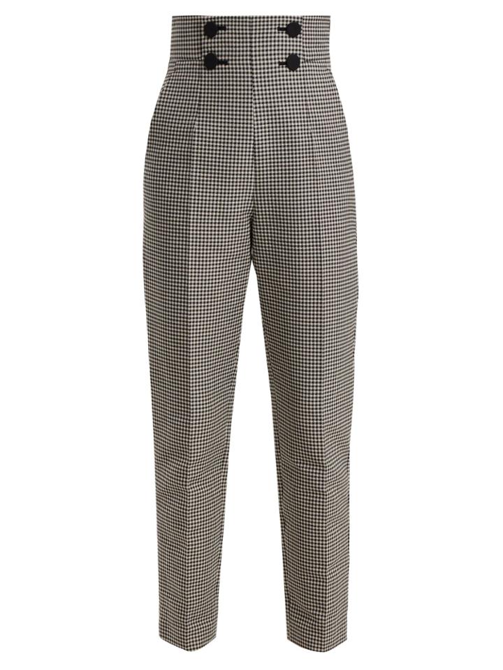 Sara Battaglia High-rise Hound's-tooth Trousers