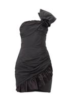 Alessandra Rich - One-shoulder Ruffled Taffeta Dress - Womens - Black