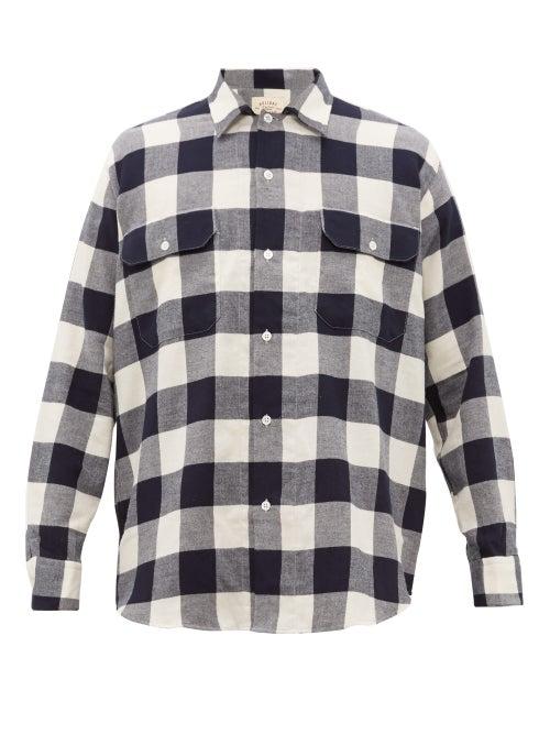 Matchesfashion.com Holiday Boileau - Checked Brushed Cotton Shirt - Mens - Navy Multi