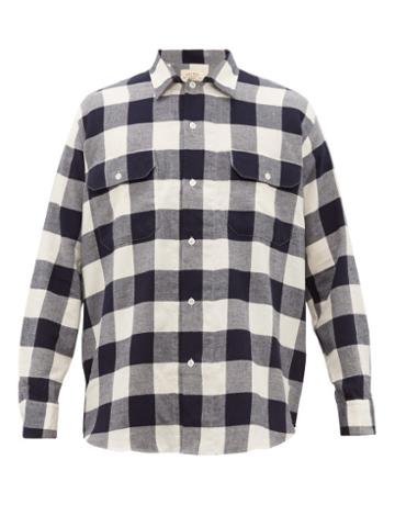 Matchesfashion.com Holiday Boileau - Checked Brushed Cotton Shirt - Mens - Navy Multi