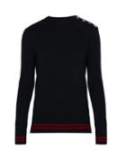 Matchesfashion.com Balmain - Striped Cashmere Jumper - Mens - Navy