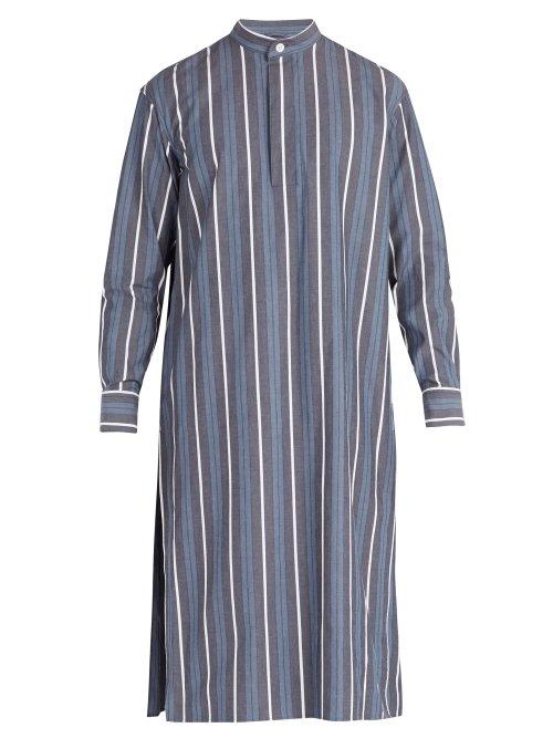 Matchesfashion.com Connolly - Striped Cotton Blend Tunic Shirt - Mens - Blue