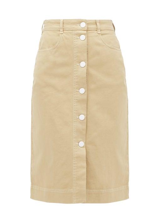 Matchesfashion.com See By Chlo - Buttoned High-rise Brushed-cotton Skirt - Womens - Beige