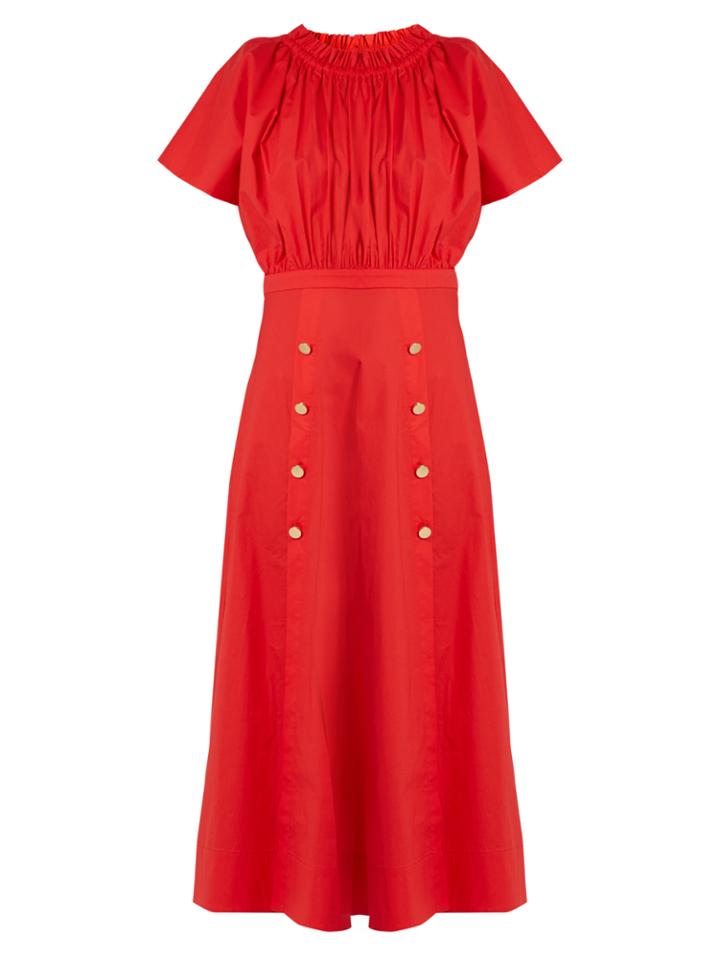 Saloni Dakota Off-the-shoulder Stretch-cotton Midi Dress