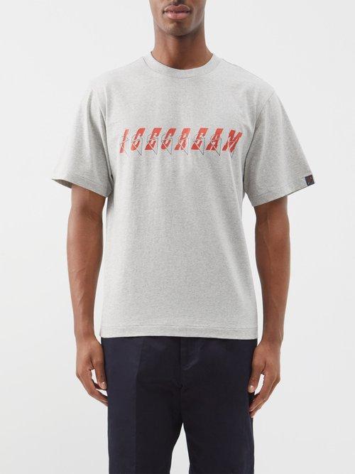 Icecream - Logo-print Cotton-jersey T-shirt - Mens - Heather Grey