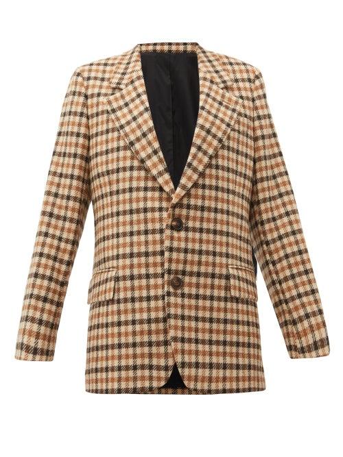 Matchesfashion.com Ami - Single Breasted Checked Wool Blazer - Womens - Brown Multi