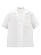 Valentino - Lace-pocket Cotton-poplin Shirt - Mens - White