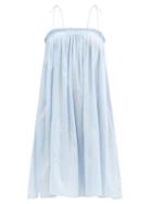 Matchesfashion.com Loup Charmant - Rimi Shirred Organic-cotton Dress - Womens - Light Blue