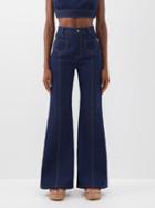 Vika 2.0 - High-rise Organic Cotton-blend Flared Jeans - Womens - Dark Denim