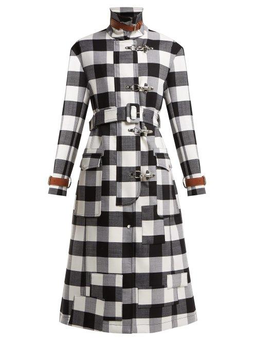 Matchesfashion.com Altuzarra - Agrippina Checked Belted Wool Blend Coat - Womens - Black White