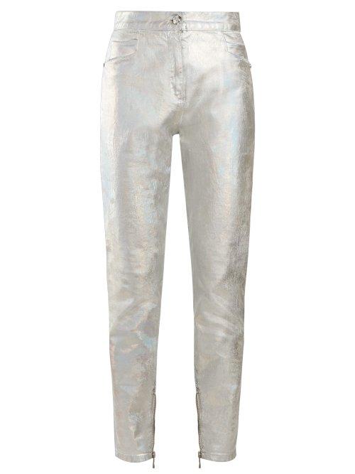 Matchesfashion.com Balmain - High Rise Straight Leg Jeans - Womens - Silver