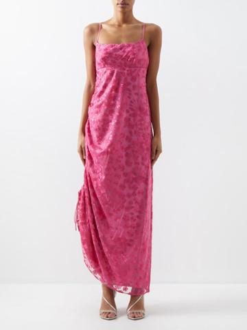 Staud - Destiny Floral-embroidered Tulle Gown - Womens - Pink