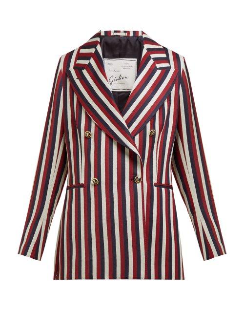 Matchesfashion.com Giuliva Heritage Collection - The Stella Double Breasted Striped Wool Blazer - Womens - Red Multi