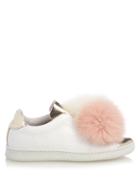 Joshua Sanders Fur-pompom Leather Trainers