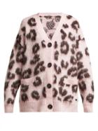 Matchesfashion.com Miu Miu - Leopard Print Mohair Blend Cardigan - Womens - Pink Multi