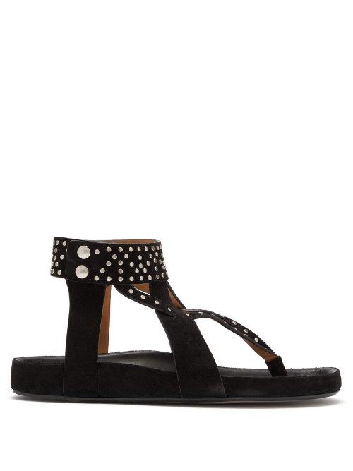 Matchesfashion.com Isabel Marant - Ellan Studded Suede Sandals - Womens - Black