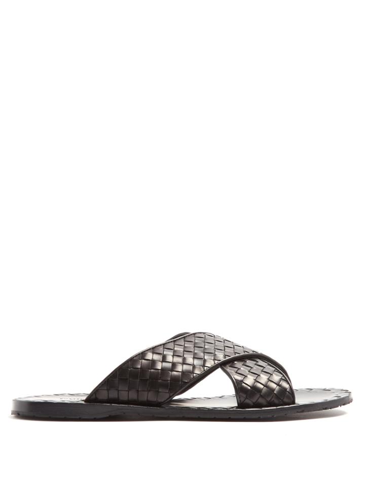 Bottega Veneta Intrecciato-leather Cross-strap Sandals
