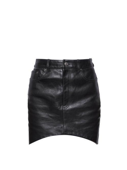 Balenciaga - Hourglass-hem Leather Mini Skirt - Womens - Black