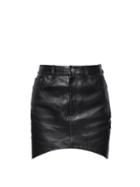 Balenciaga - Hourglass-hem Leather Mini Skirt - Womens - Black