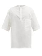Matchesfashion.com Lemaire - Short-sleeved Cotton-gauze Henley Shirt - Mens - White