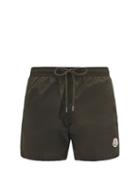 Matchesfashion.com Moncler - Logo-patch Swim Shorts - Mens - Khaki