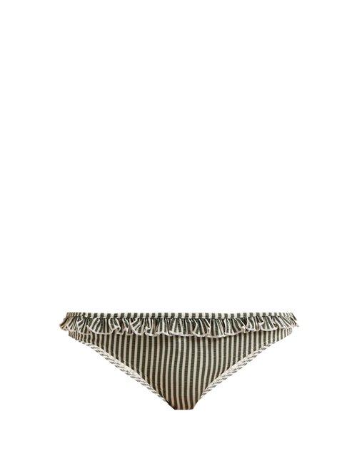 Matchesfashion.com Solid & Striped - The Milly Ruffle Bikini Briefs - Womens - Green Stripe