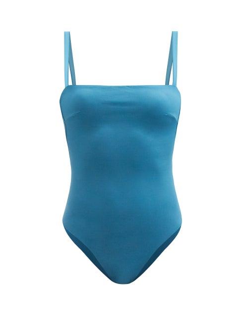 Asceno - Palma Square-neck Swimsuit - Womens - Dark Blue