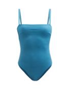 Asceno - Palma Square-neck Swimsuit - Womens - Dark Blue