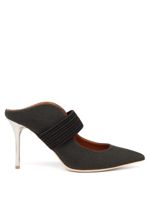 Matchesfashion.com Malone Souliers - Mara Herringbone Wool Mules - Womens - Dark Green