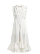 Matchesfashion.com Masscob - Sabinal Ruffle Trim Cotton Midi Dress - Womens - White
