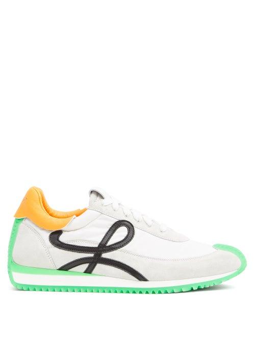 Loewe - Flow Leather Runner Trainers - Womens - Green White