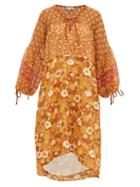 Matchesfashion.com D'ascoli - Fernanda Floral-print Cotton Dress - Womens - Orange Print