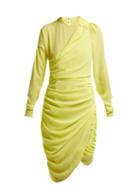 Matchesfashion.com Preen By Thornton Bregazzi - Alex Crinkled Georgette Ruched Midi Dress - Womens - Yellow