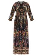 Matchesfashion.com Camilla - Blushing Manor Gathered-panel Silk Maxi Dress - Womens - Black Print