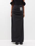 Mm6 Maison Margiela - Playing Card-appliqu Taffeta Maxi Skirt - Womens - Black